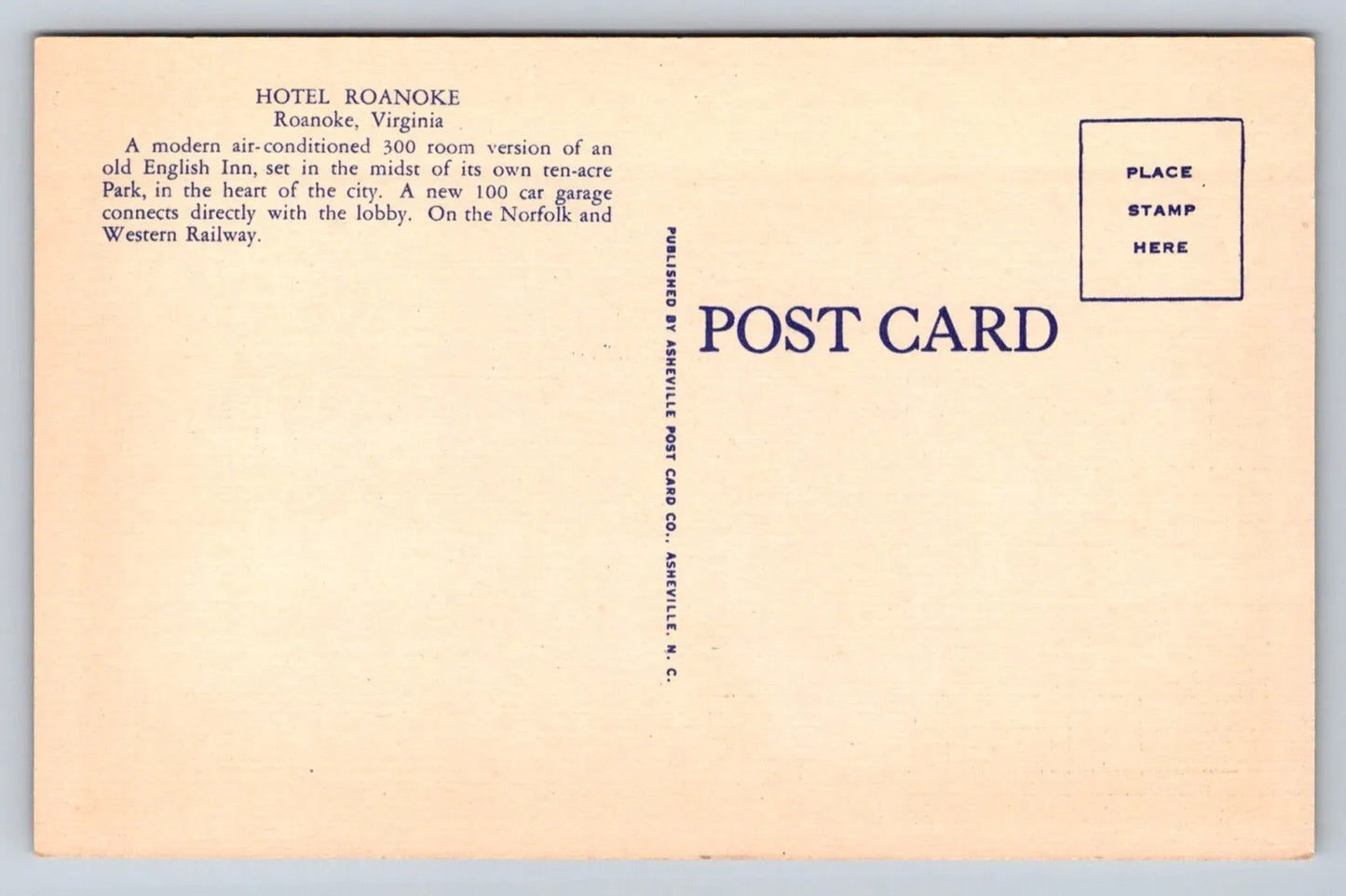 Hotel, Roanoke, Roanoke, Va. Vintage Postcard