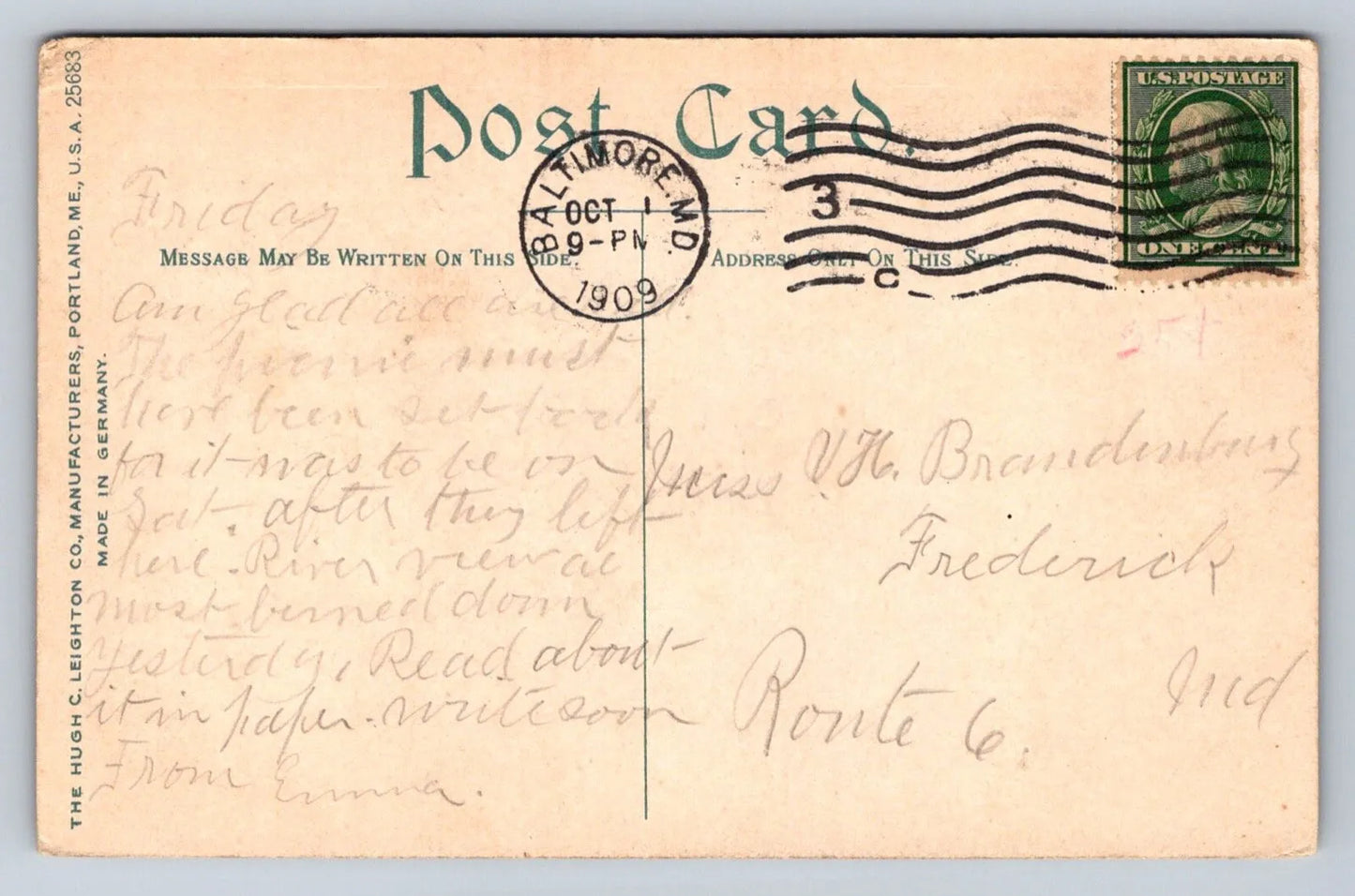 Richmond, Virginia New Capitol circa 1909 with 1c Stamp Vintage Postcard