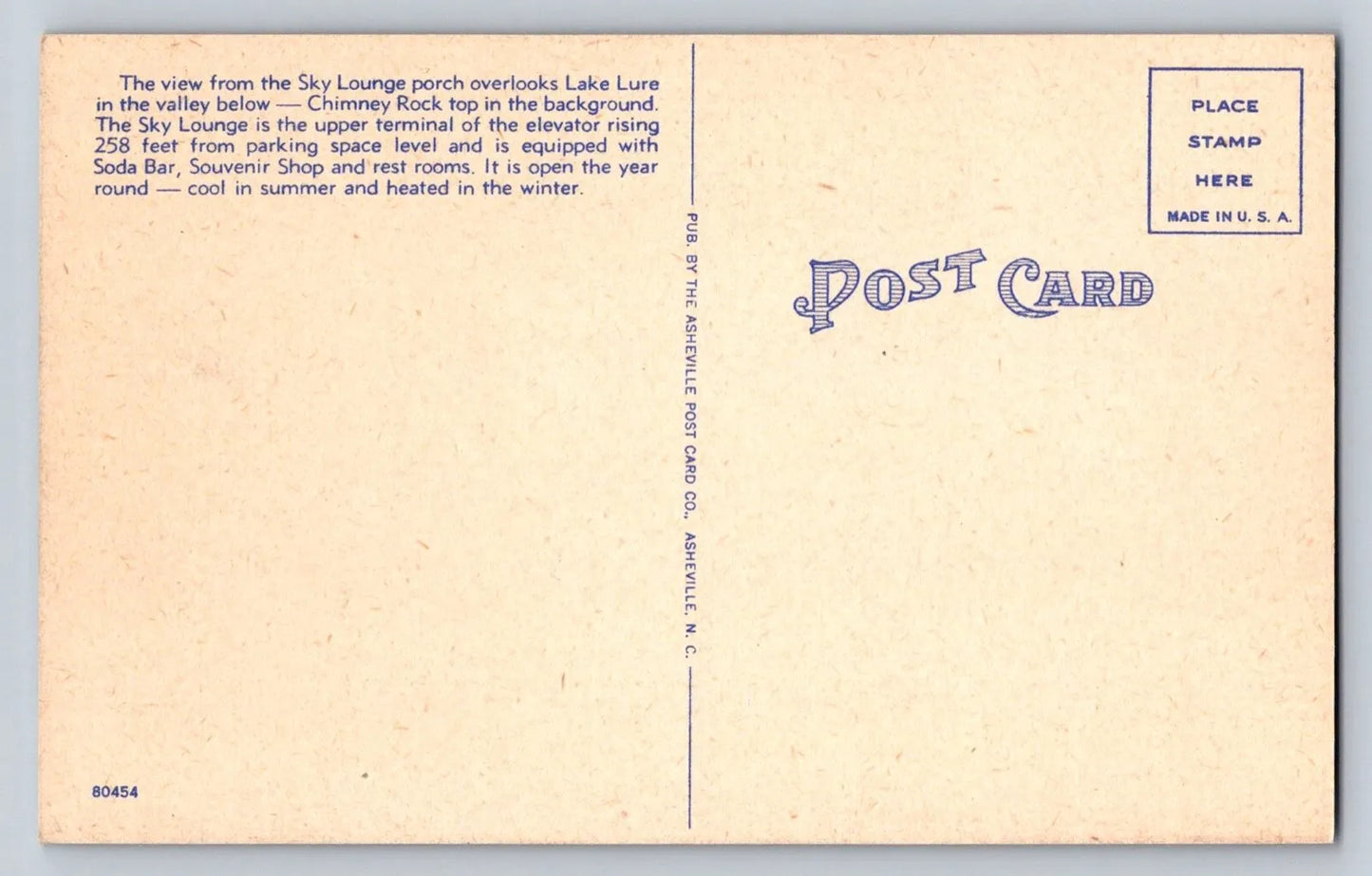 Chimney Rock as Seen from the Sky Lounge, Western North Carolina Postcard