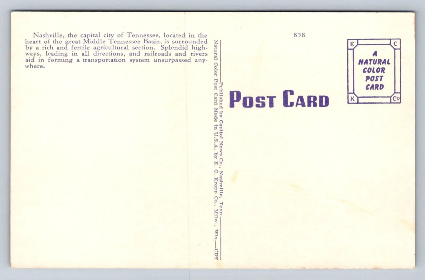 Union Station, Nashville, Tenn. Vintage Postcard - Wow!