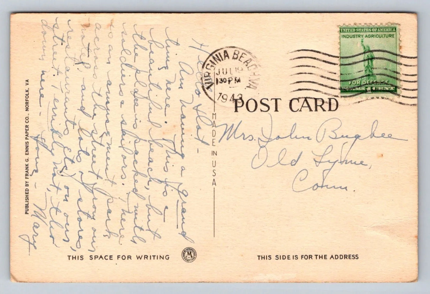 Sunken Gardens and Cavalier Hotel, Virginia Beach, VA Vintage Postcard - NICE!