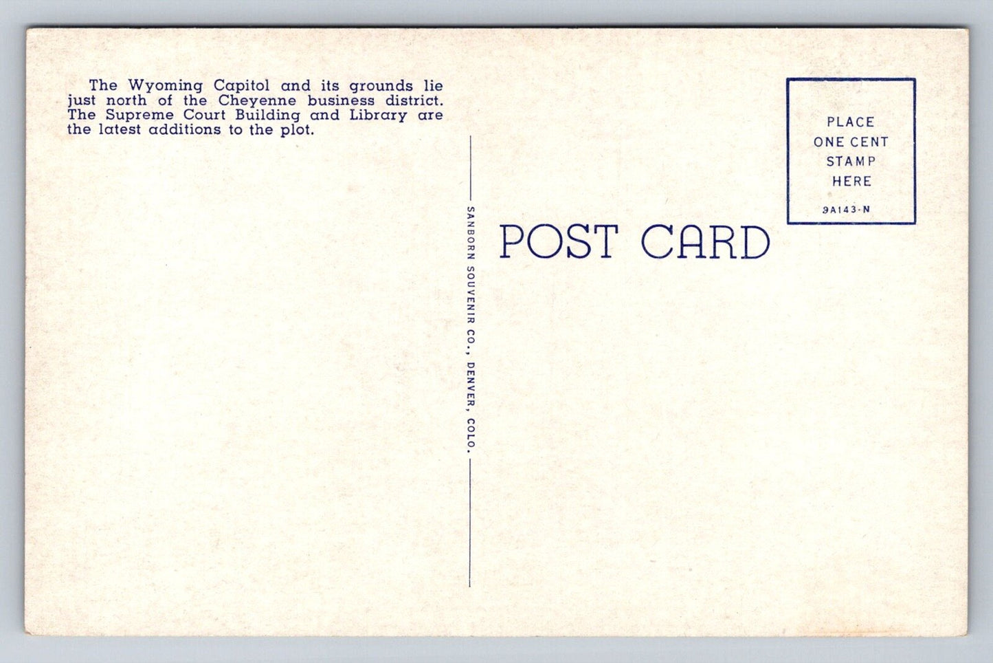 Vista of the Supreme Court Building and State Capitol, Cheyenne, WY Postcard