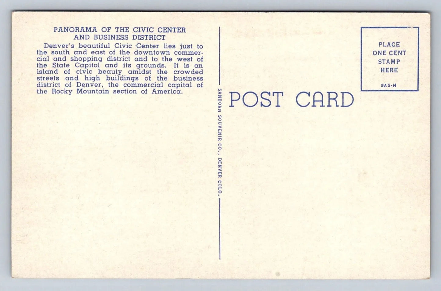 Panorama from Air, Civic Center, Business District, Denver, Colorado Postcard