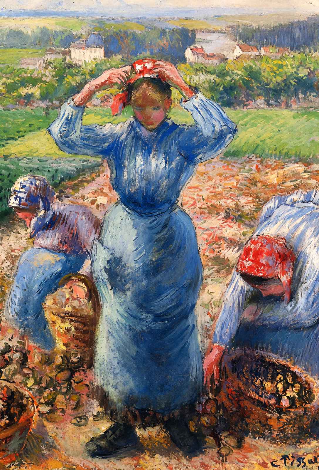 Peasants Harvesting Potatoes 1882 by Camille Pissarro Art Print (6 Sizes)