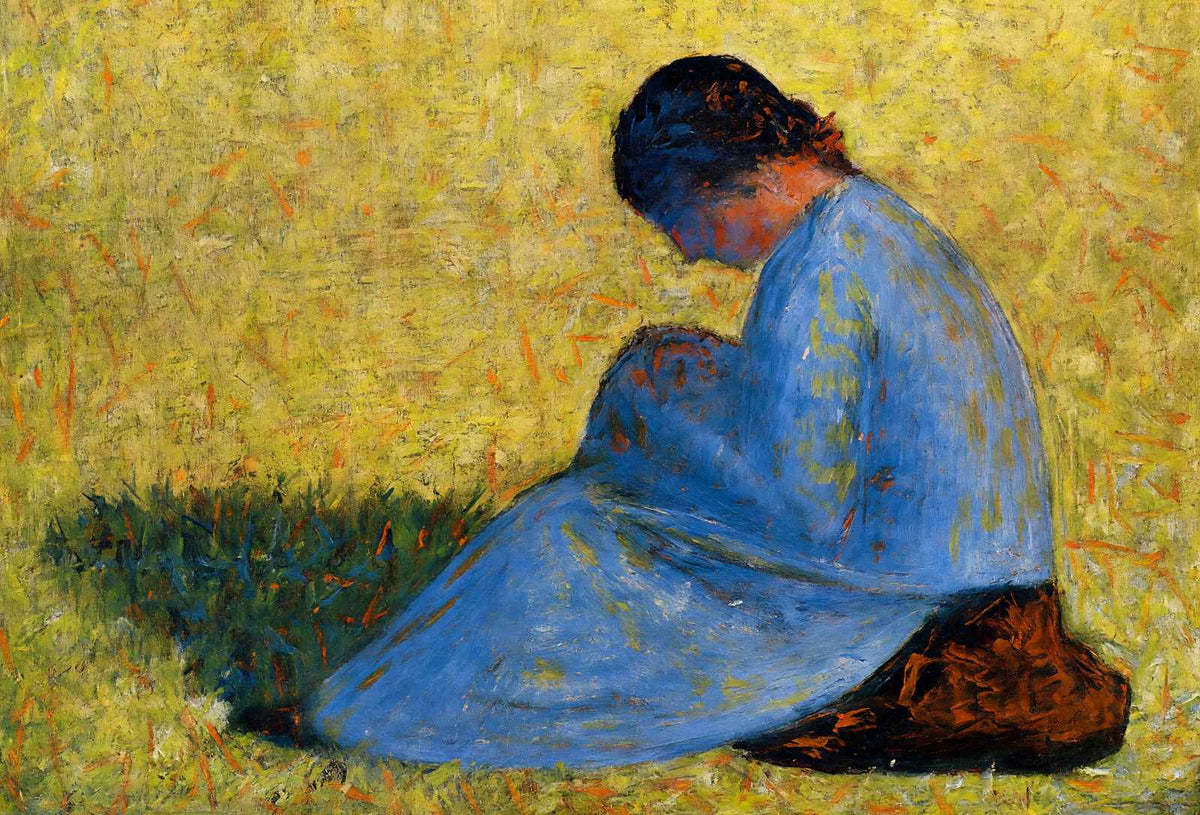 Peasant Woman Seated in the Grass 1883 by Georges Seurat Art Print (6 Sizes)