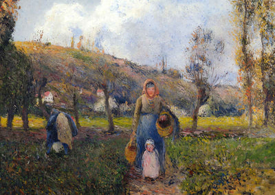 Peasant Woman and Child Harvesting the Fields, Pontoise 1882 Art Print (6 Sizes)