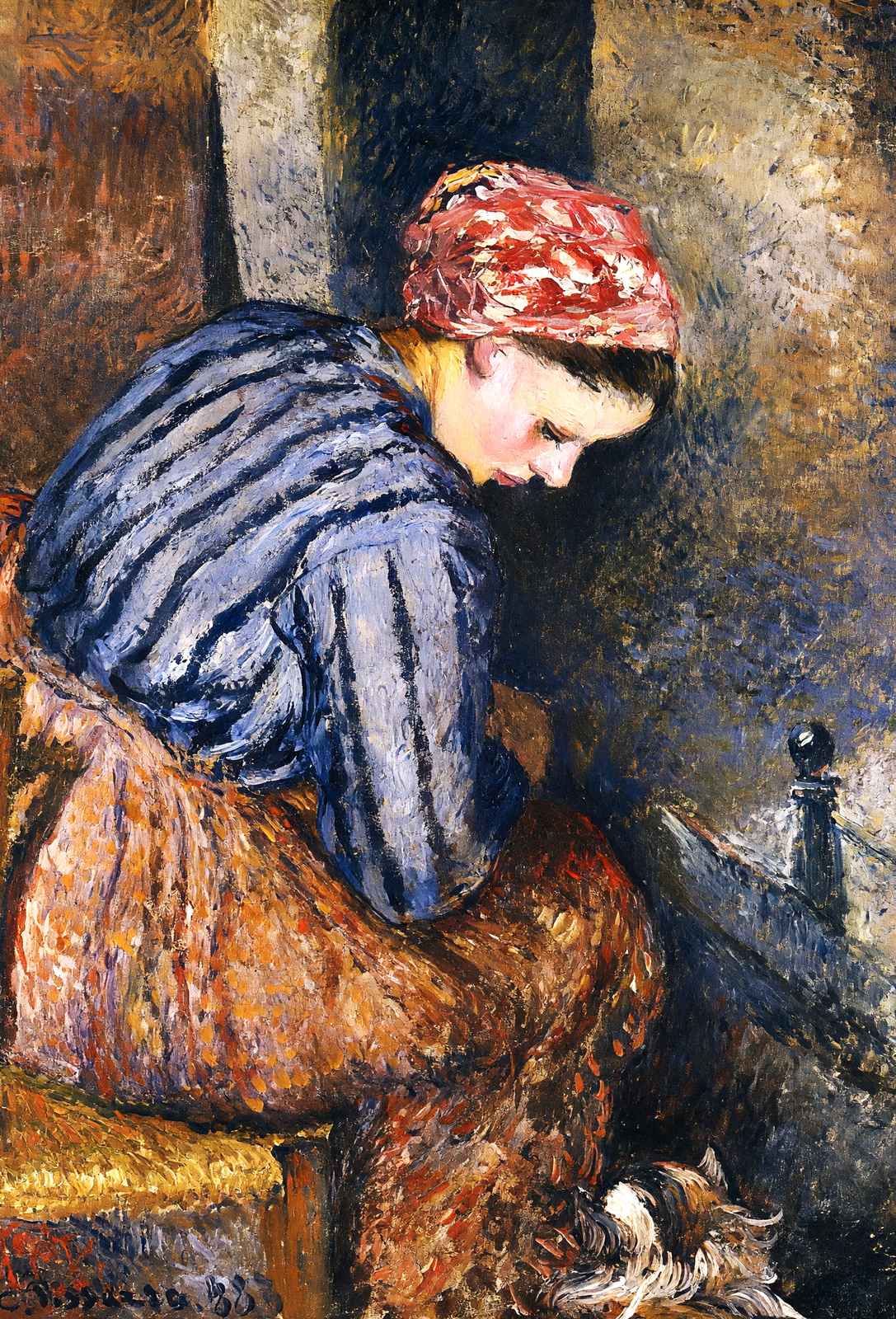 Peasant Woman Warming Herself Fine Art Print 1883 by Camille Pissarro (6 Sizes)