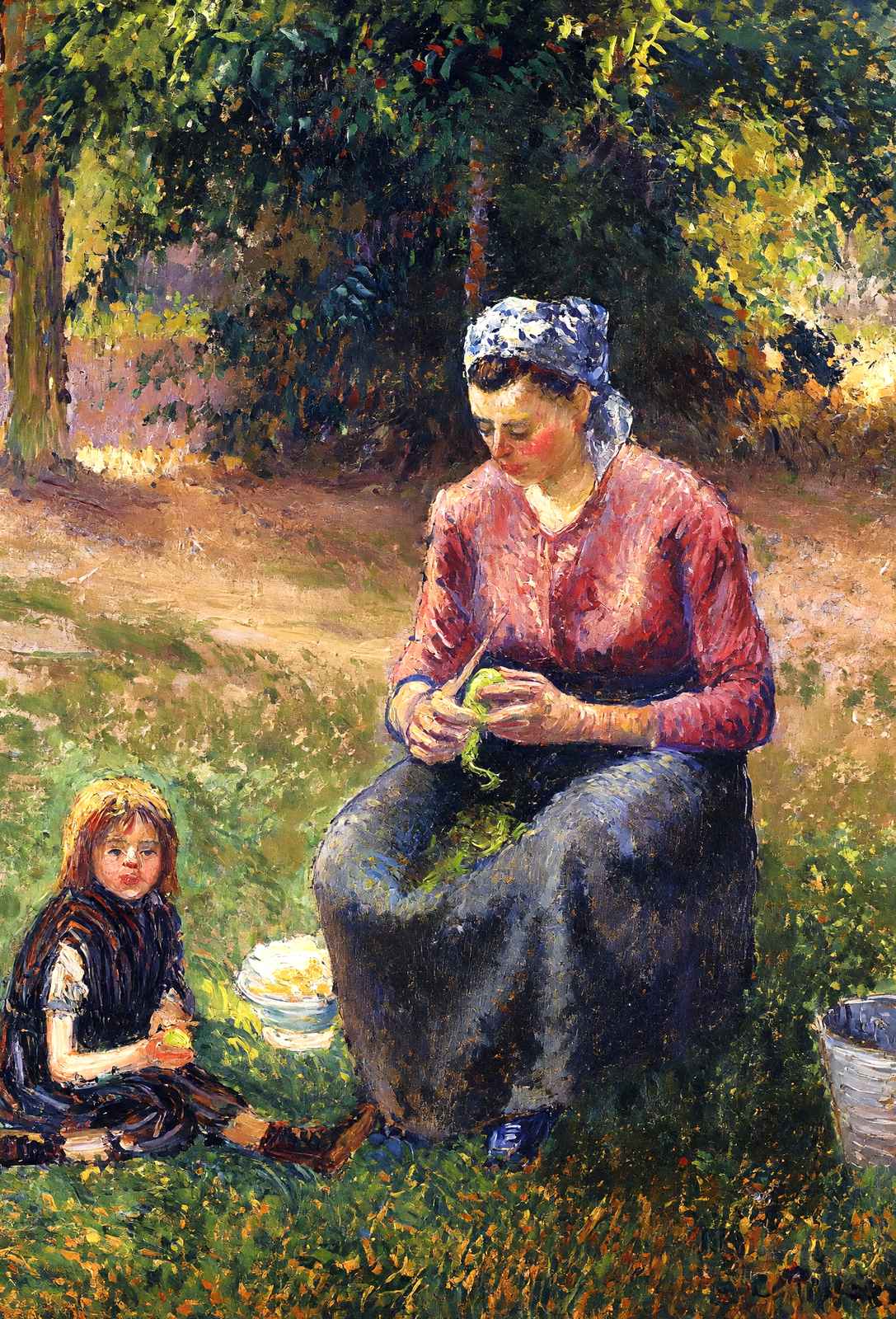 Peasant Woman and Child, Eragny 1893 by Camille Pissarro Art Print (6 Sizes)