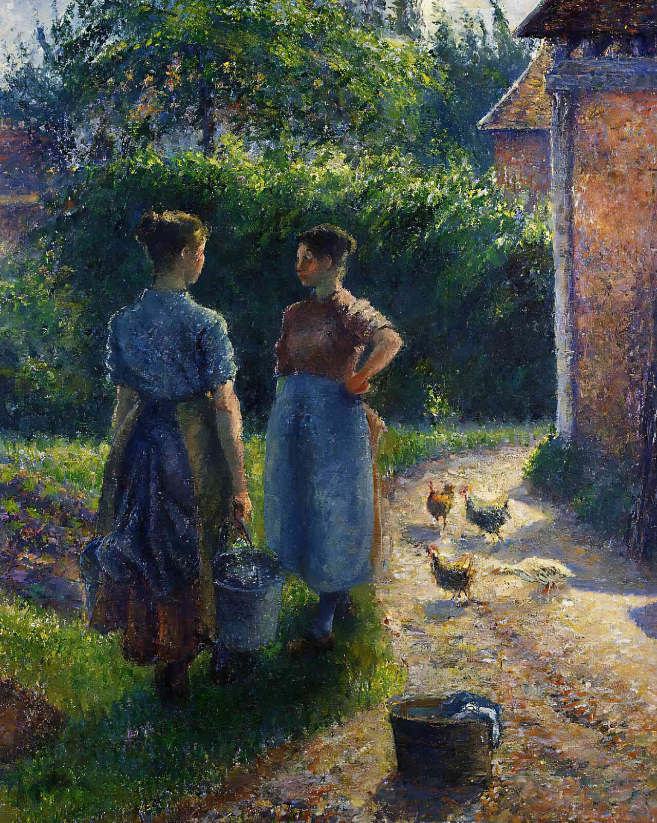 Peasants Chatting in the Farmyard