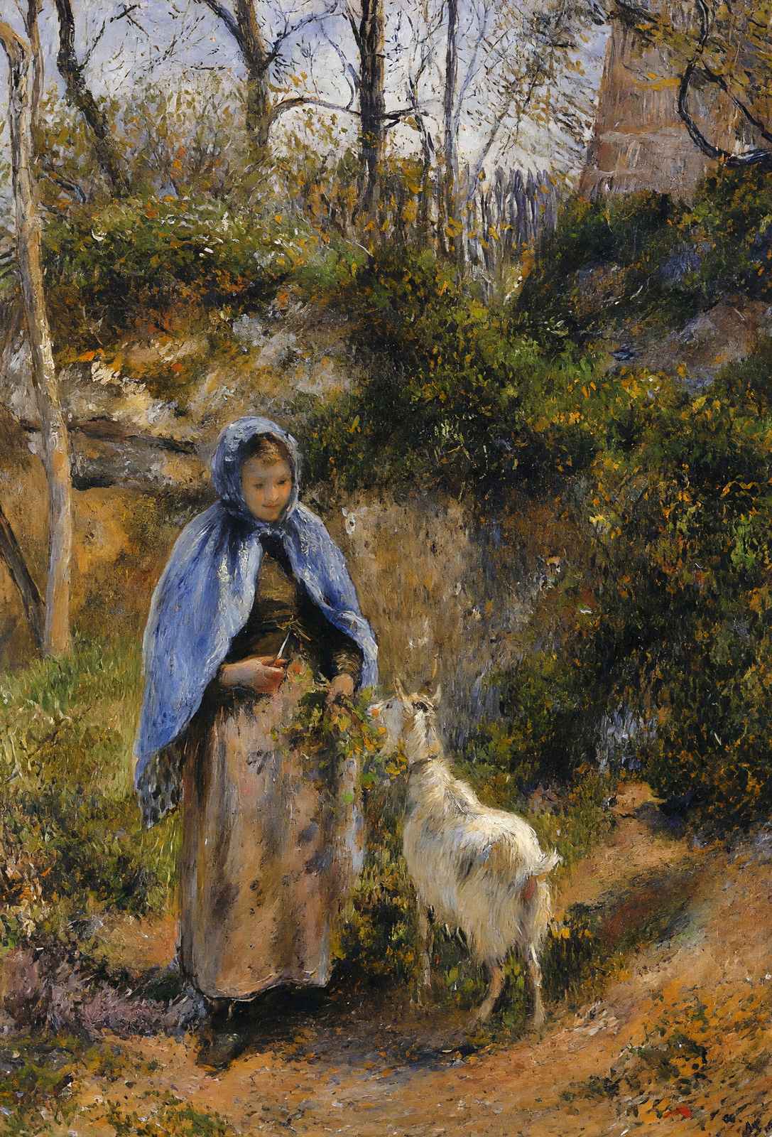 Peasant Woman with a Goat Art Print 1881 Painting by Camille Pissarro (6 Sizes)