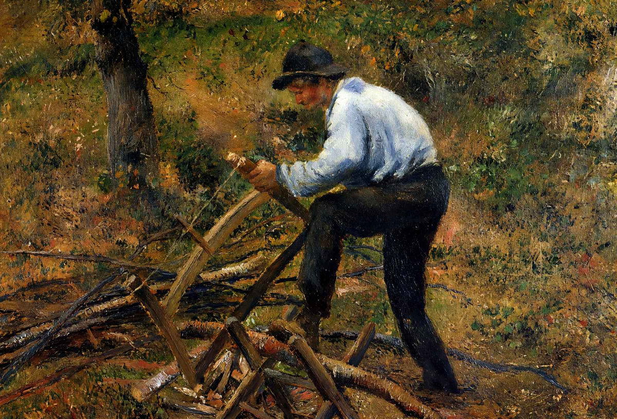 Pere Melon Sawing Wood, Pontoise 1879 by Camille Pissarro Art Print (6 Sizes)
