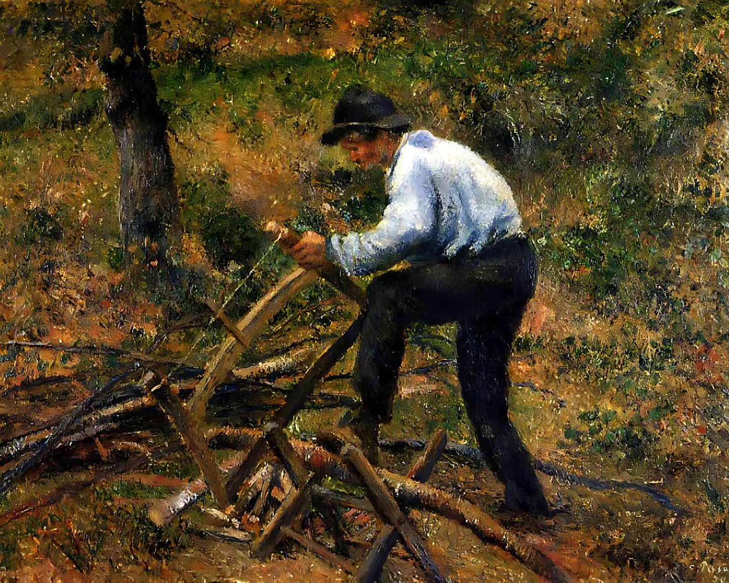 Pere Melon Sawing Wood