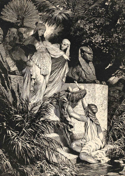 Pharaoh's Daughter Finding the Infant Moses 1897 Bible Art Print (6 Sizes)