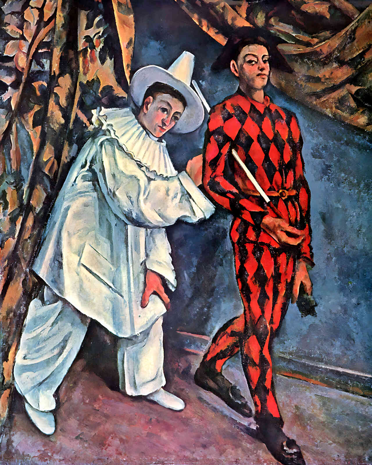 Pierrot and Harlequin (Mardi Gras) Painting by Paul Cezanne 8x10" Art Print