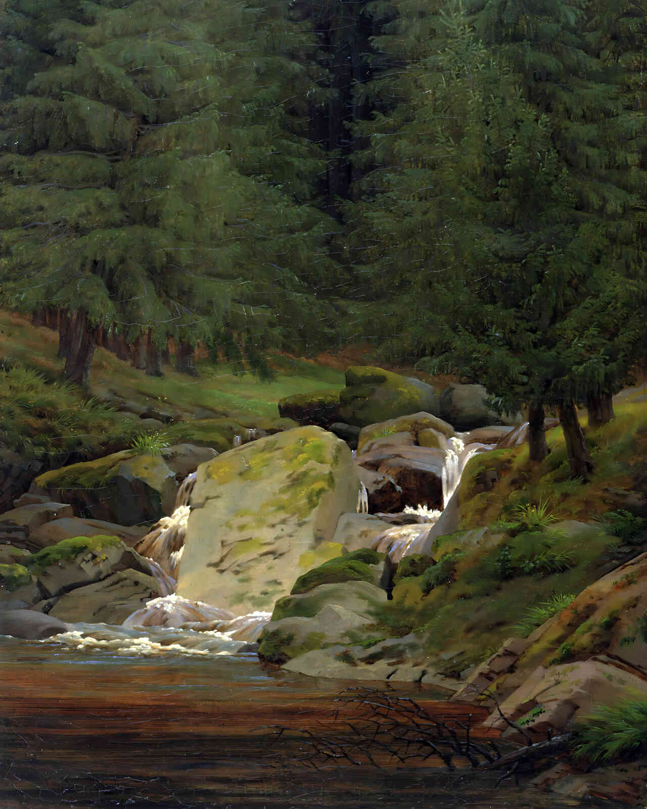 Pines at the Waterfall Painting by Caspar David Friedrich 8x10" Art Print