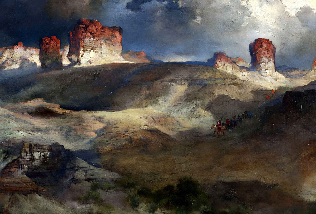 Pine Buttes, Wyoming Art Print Painting by Thomas Moran (6 Sizes) - Restored