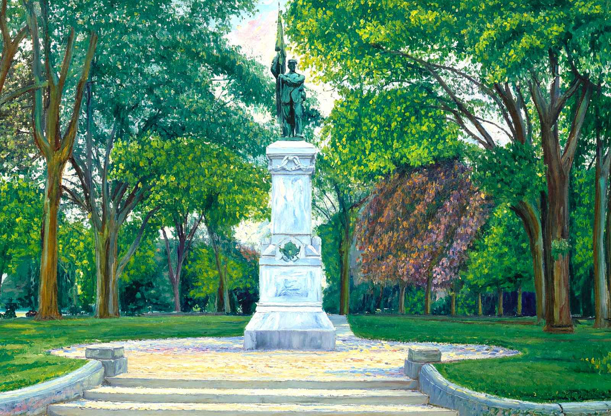 Soldier's Monument and Park, Pittsfield, MA in 1906 Painting Print (7 Sizes)