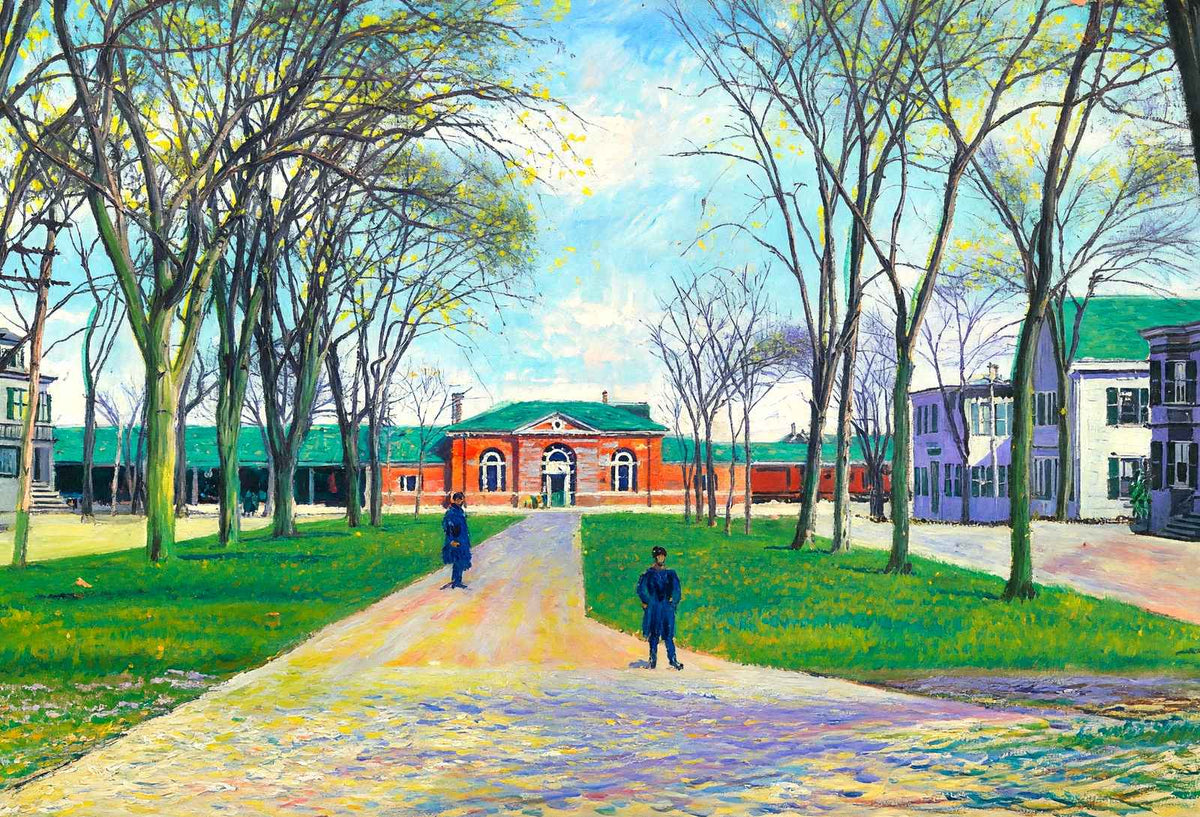 Park Avenue and Rr Station, Plymouth, Massachusetts in 1909 Art Print (7 Sizes)