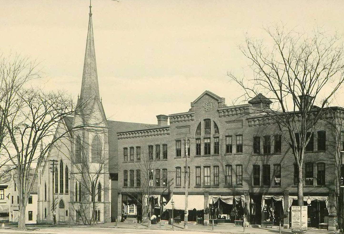 Methodist Church and Kidder Building Plymouth NH in 1905 Vintage Print