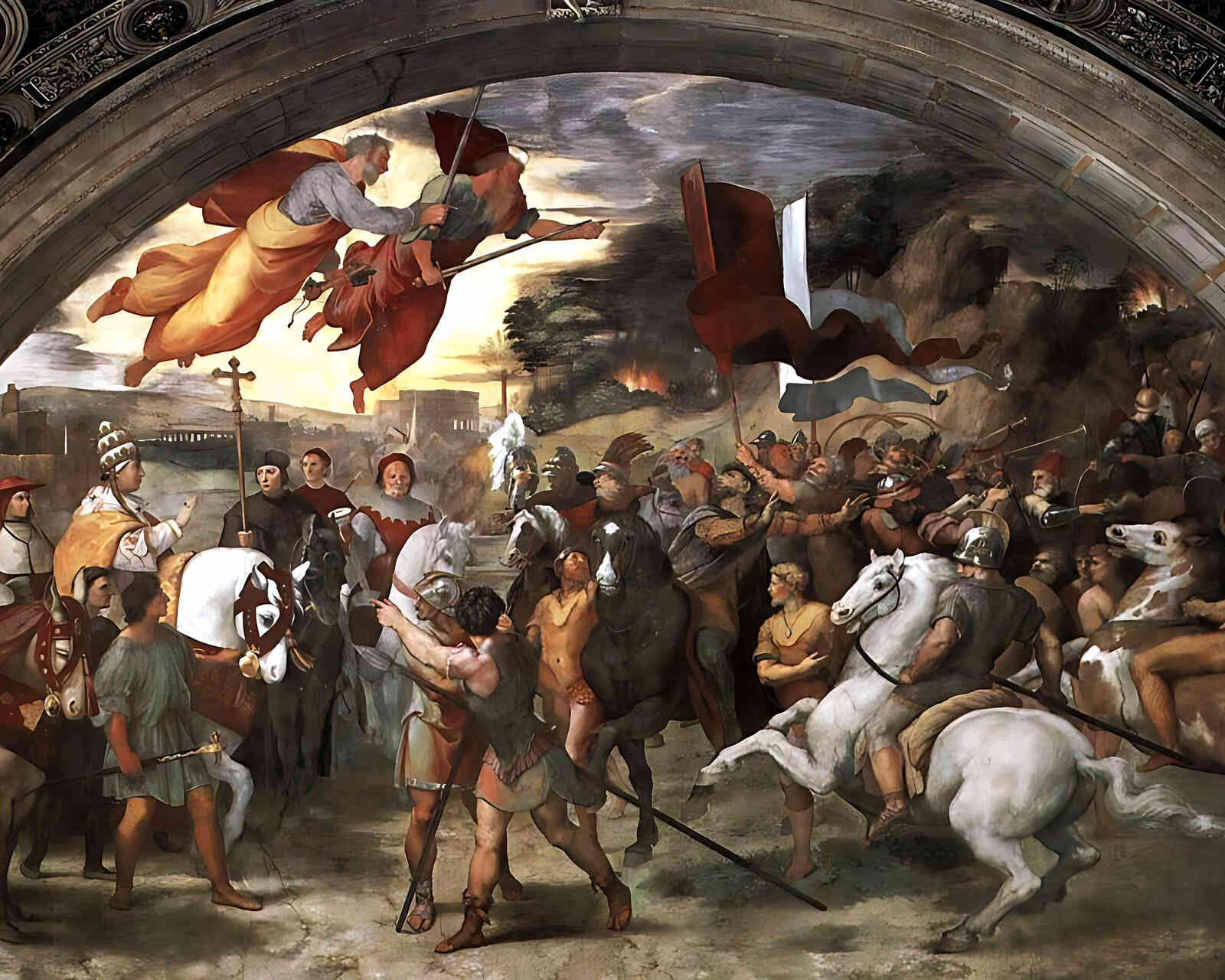 Pope Leo I Repulsing Attila Painting by Raphael 8x10" Art Print (High Quality)