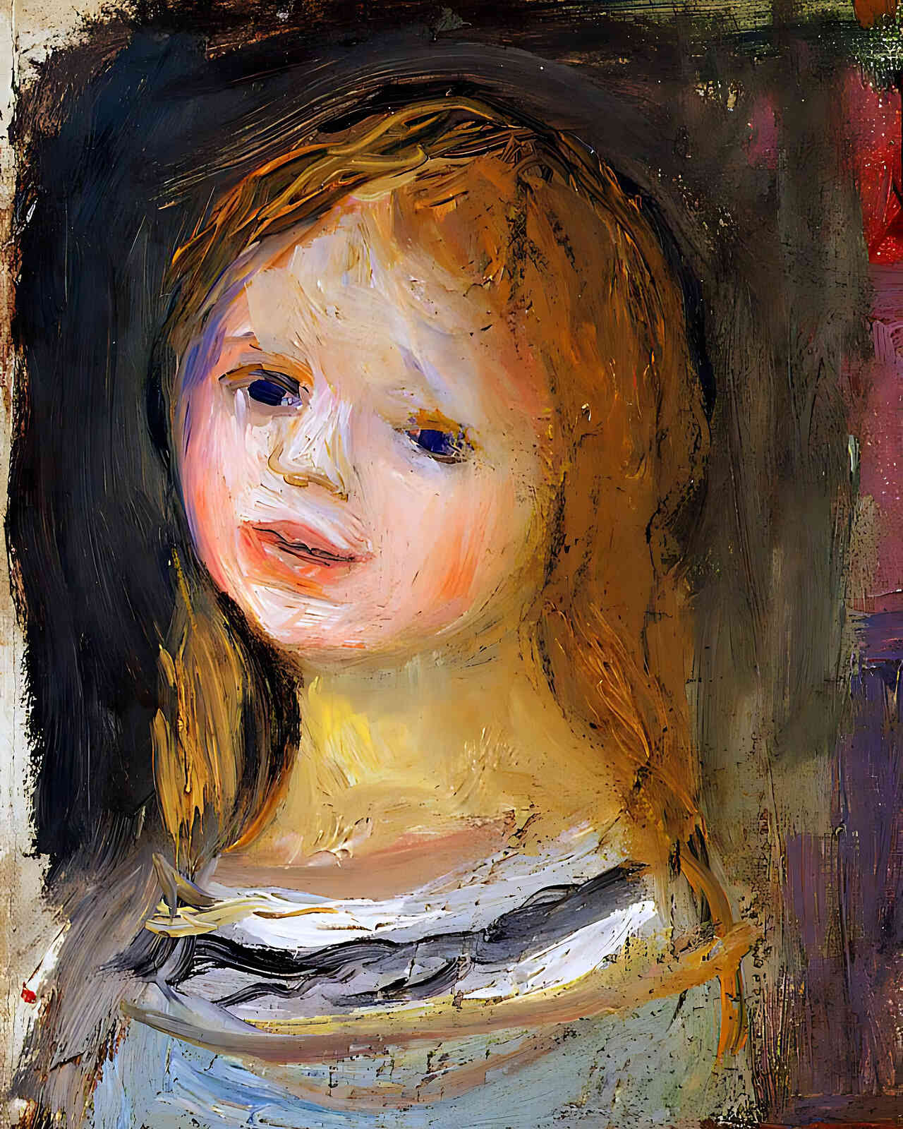 Portrait of a Woman Painting by Pierre-Auguste Renoir 8x10" Art Print - Restored