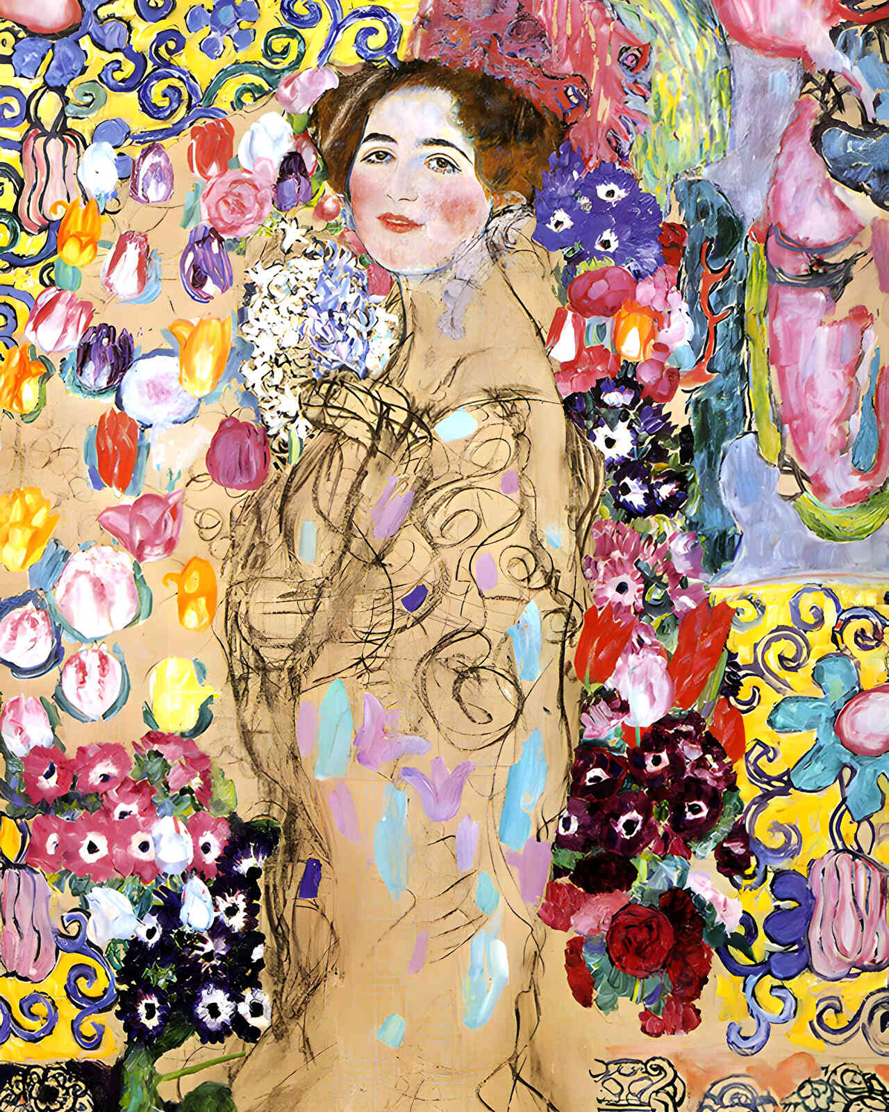 Portrait of Maria Munk (Unfinished) 1918 Painting by Gustav Klimt 8x10" Art Print