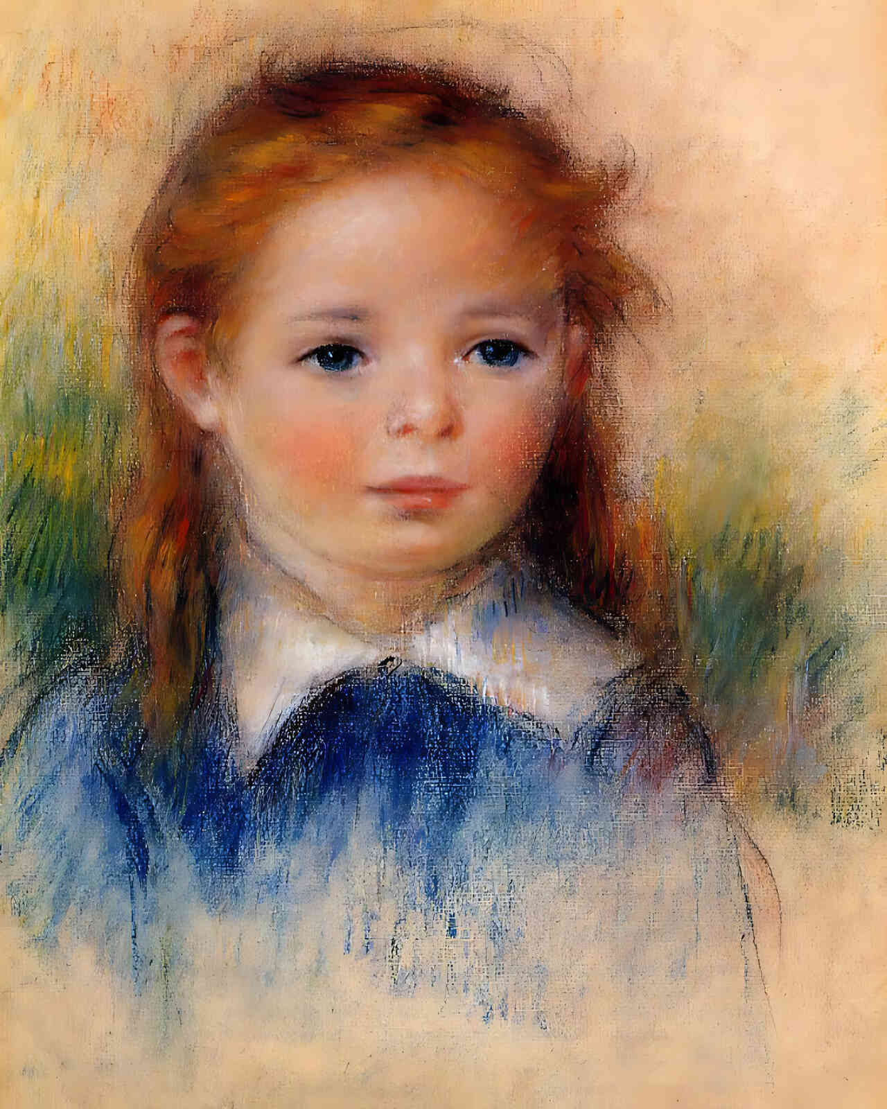 Portrait of a Little Girl Painting by Pierre-Auguste Renoir 8x10" Art Print
