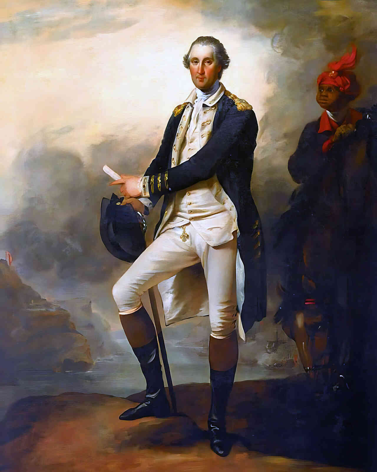 Portrait of George Washington and William 'Billy' Lee 1780 Painting by John Trumbull 8x10" Art Print