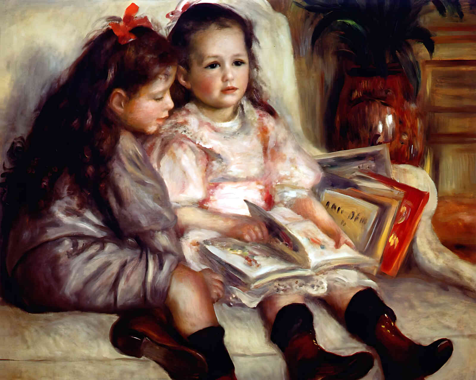Portraits of Two Children Painting by Pierre-Auguste Renoir 8x10" Art Print