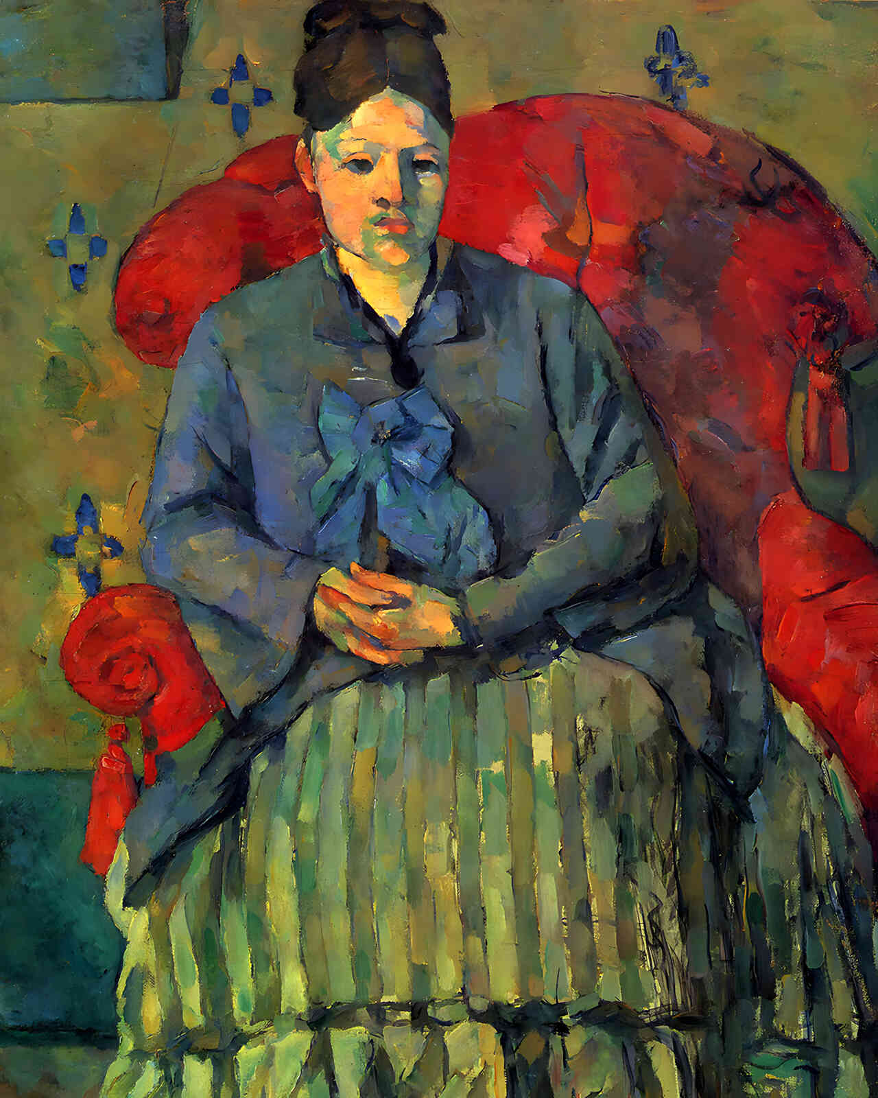 Portrait of Madame Cezanne Painting by Paul Cezanne 8x10" Art Print - Restored