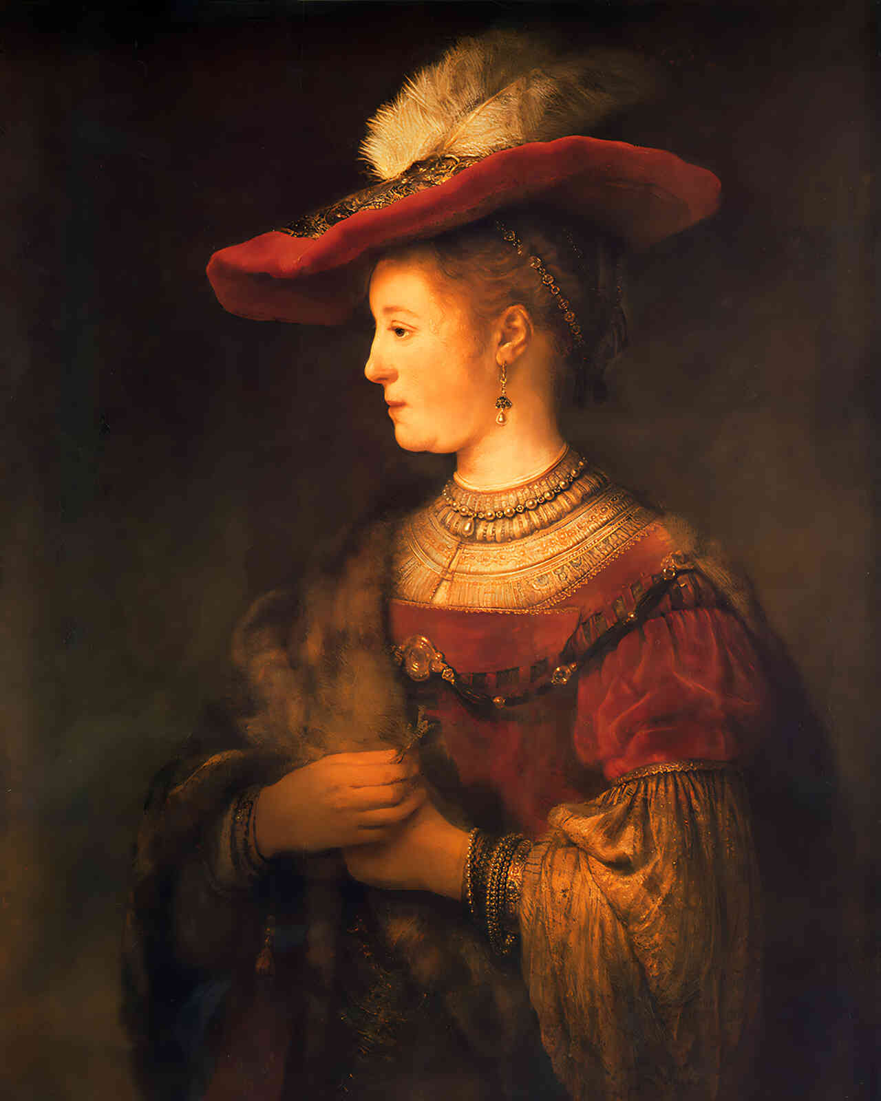 Portrait of Saskia Van Uylenburgh Painting by Rembrandt 8x10" Art Print