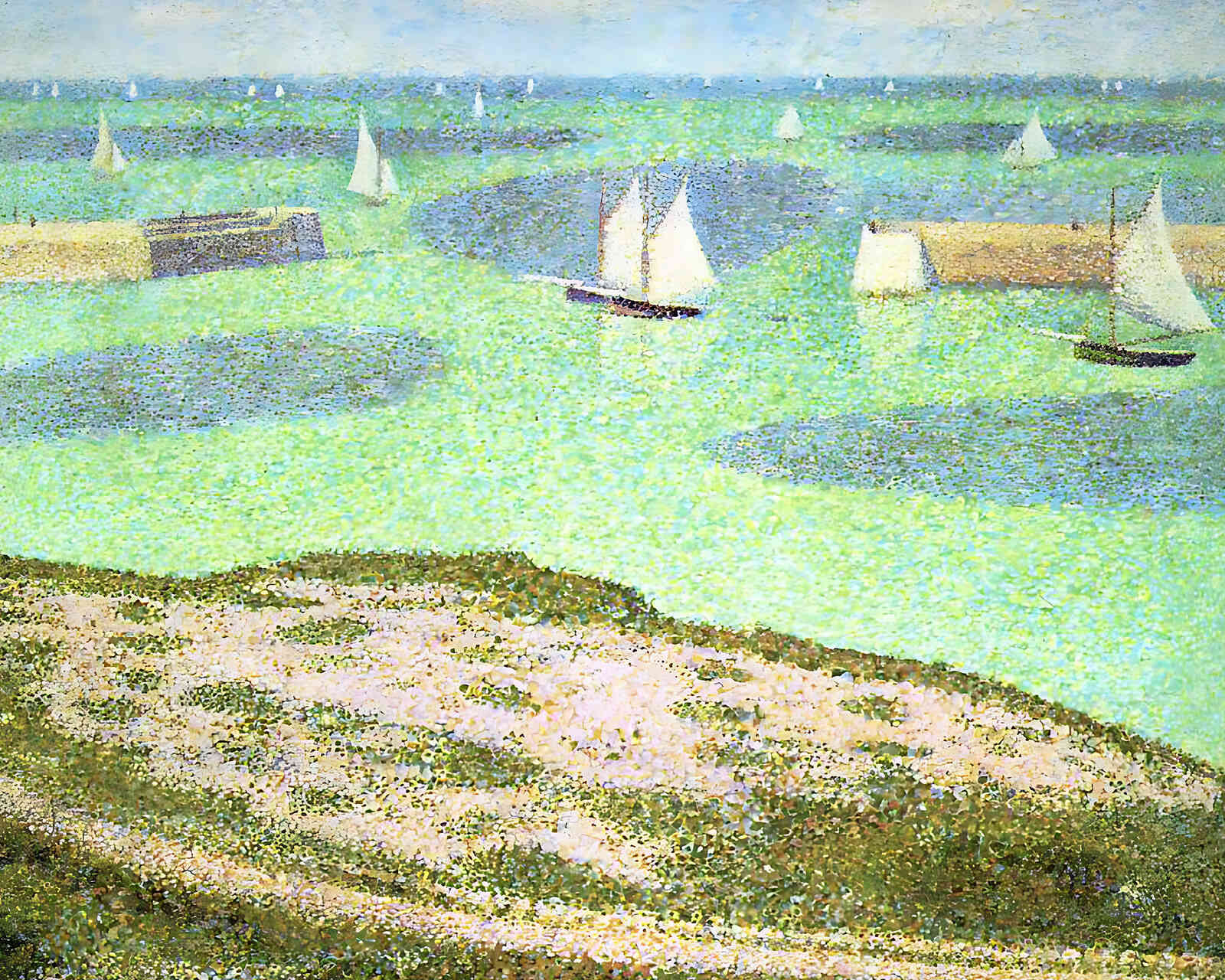 Port-En-Bessin Entrance to the Harbor by Georges Seurat 8x10" Art Print
