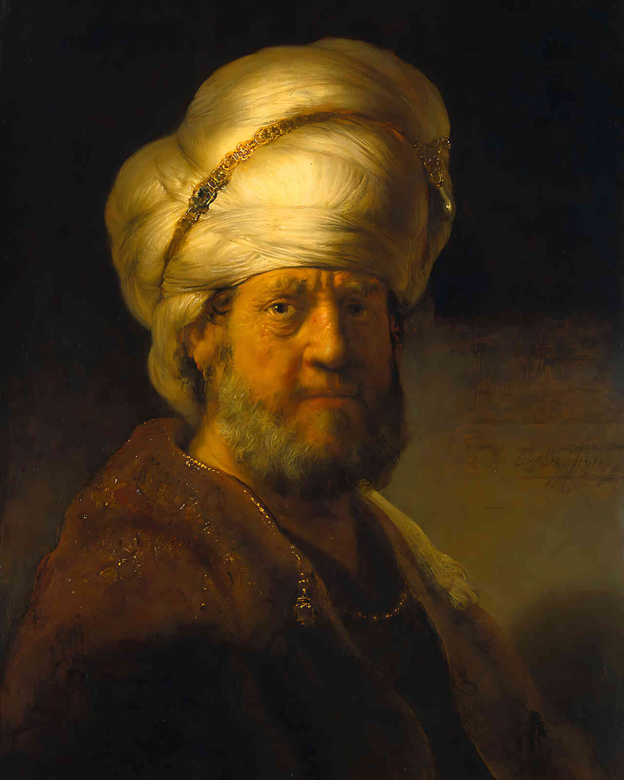 Portrait of a Man in Oriental Garment Painting by Rembrandt 8x10" Art Print