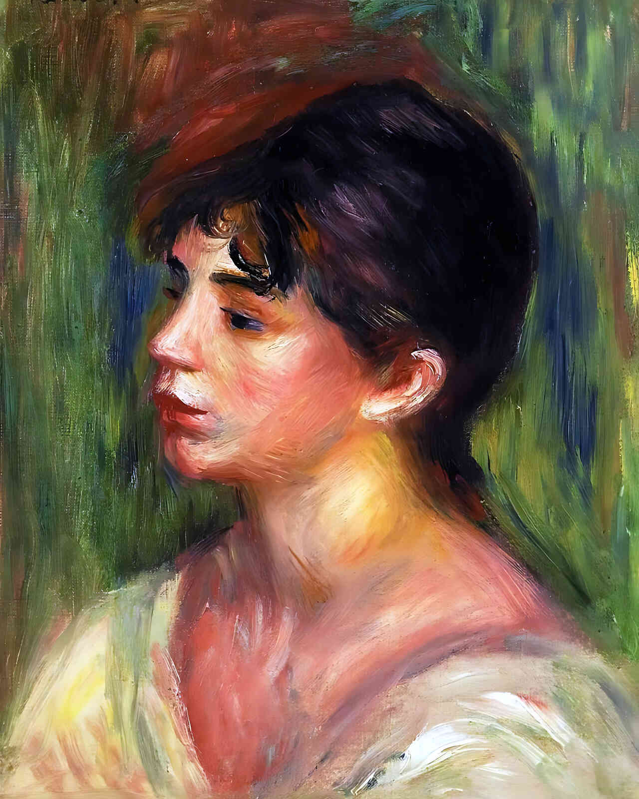 Portrait of a Young Woman Painting by Pierre-Auguste Renoir 8x10" Art Print