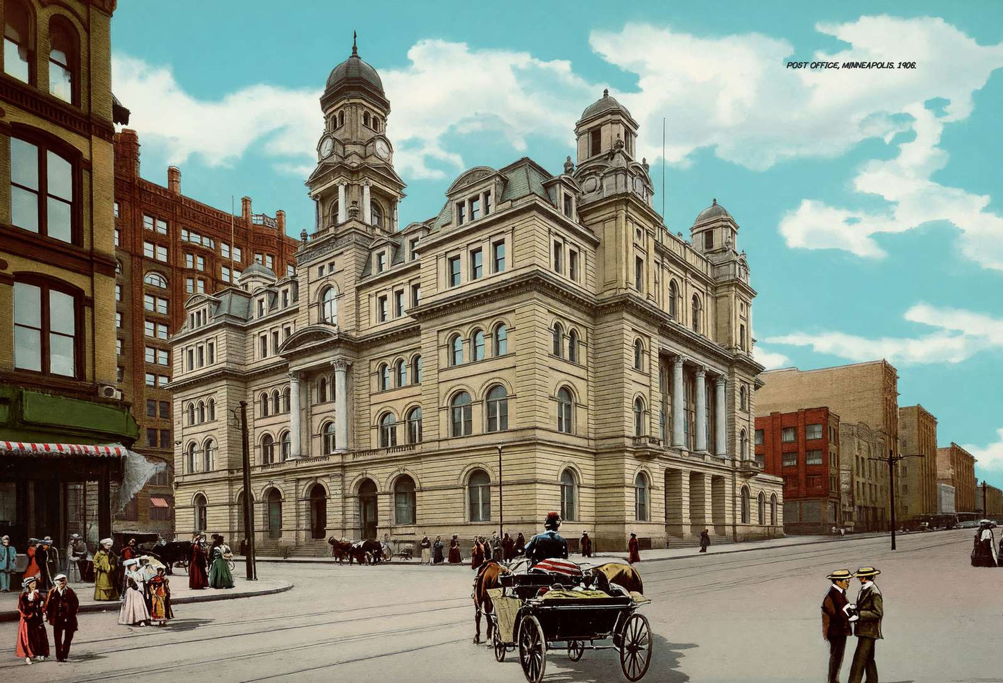Post Office Minneapolis in 1906 Vintage Print (7 Sizes) - Retouched