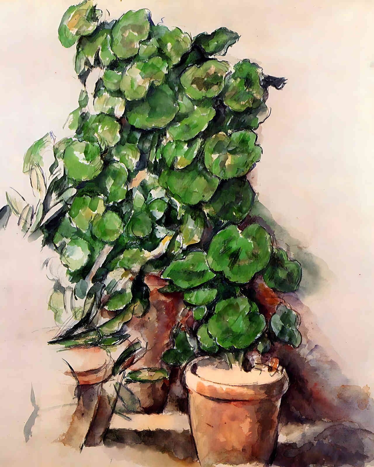 Pots of Geraniums Painting by Paul Cezanne 8x10" Art Print (High Quality)