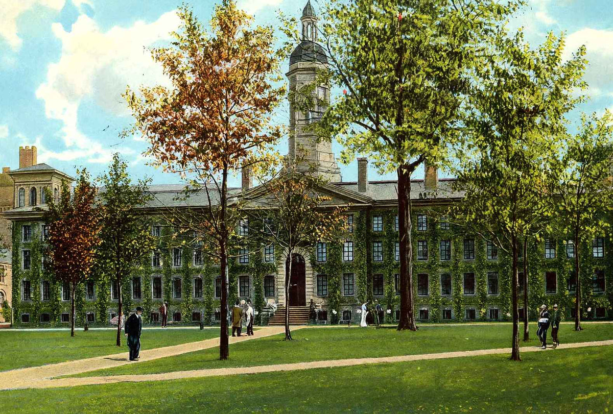 Princeton University Nassau Hall in 1910 Vintage Print (7 Sizes) - Reproduction