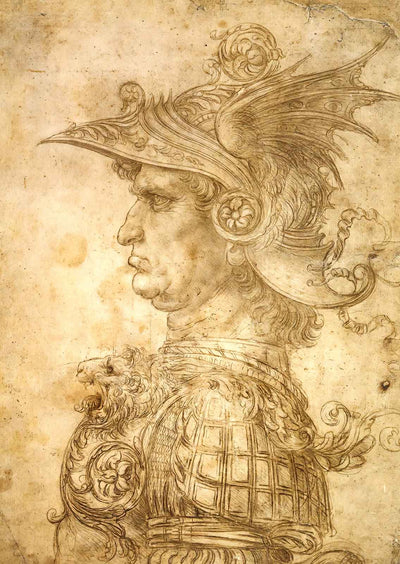 Profile of a Warrior in Helmet Art Print 1472 by Leonardo da Vinci (6 Sizes)