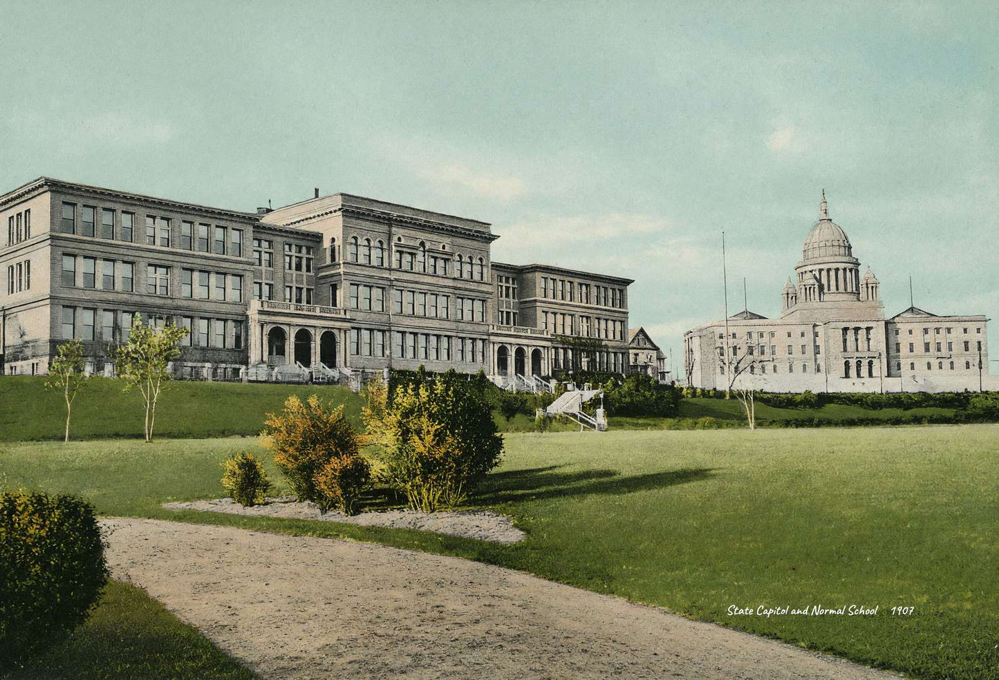 State Capitol and Normal School Providence RI in 1907 Vintage Print (7 Sizes)