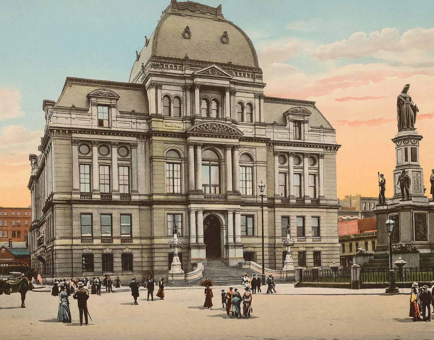 City Hall and Soldiers Monument Providence RI in 1904 Vintage Print (7 Sizes)