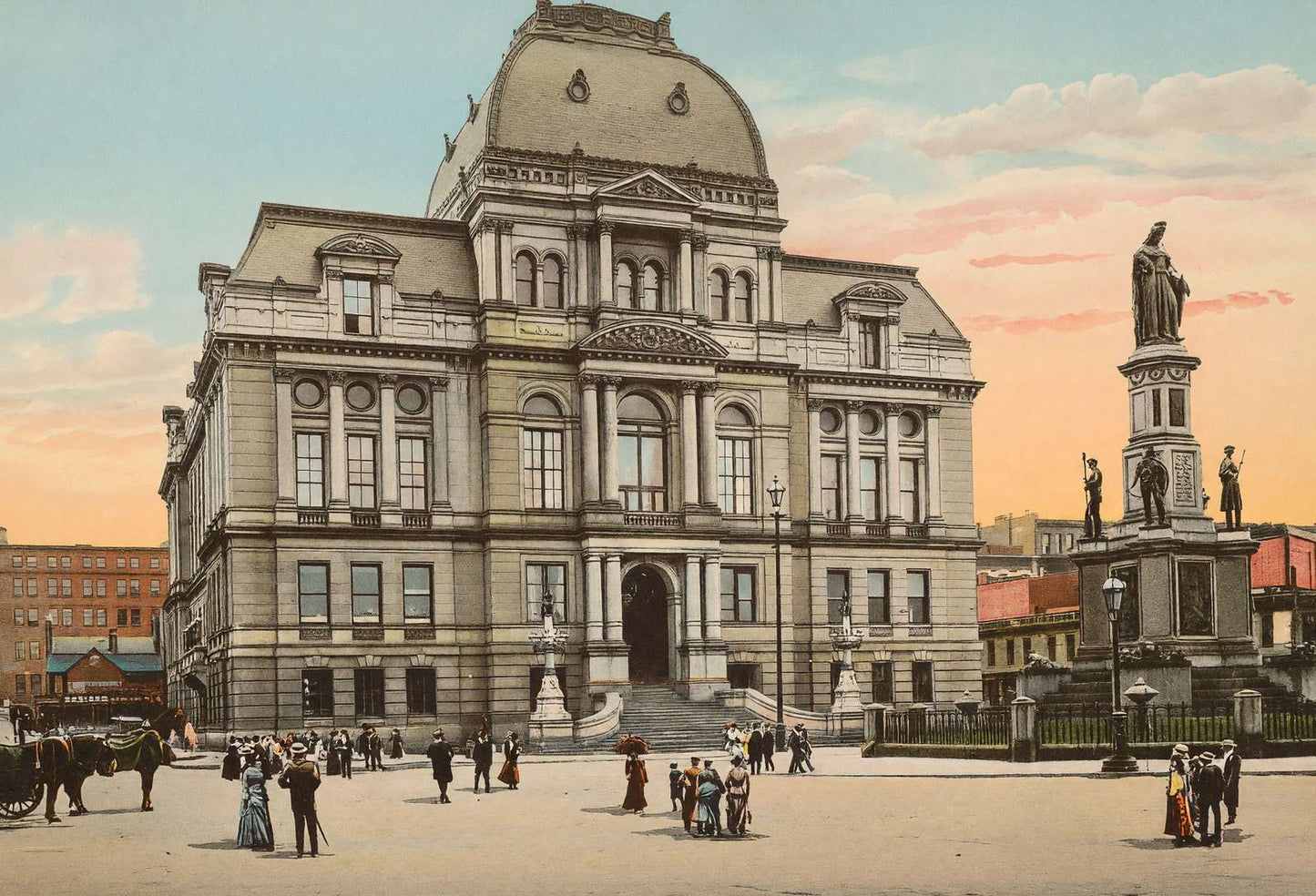 City Hall and Soldiers Monument Providence RI in 1904 Vintage Print (7 Sizes)