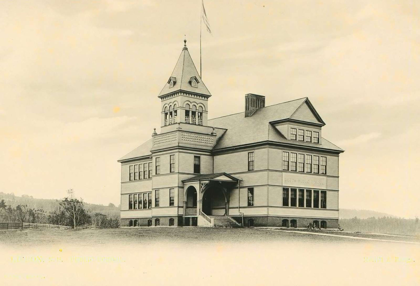 Public School Lisbon NH in 1906 Vintage Print (7 Sizes) - Retouched