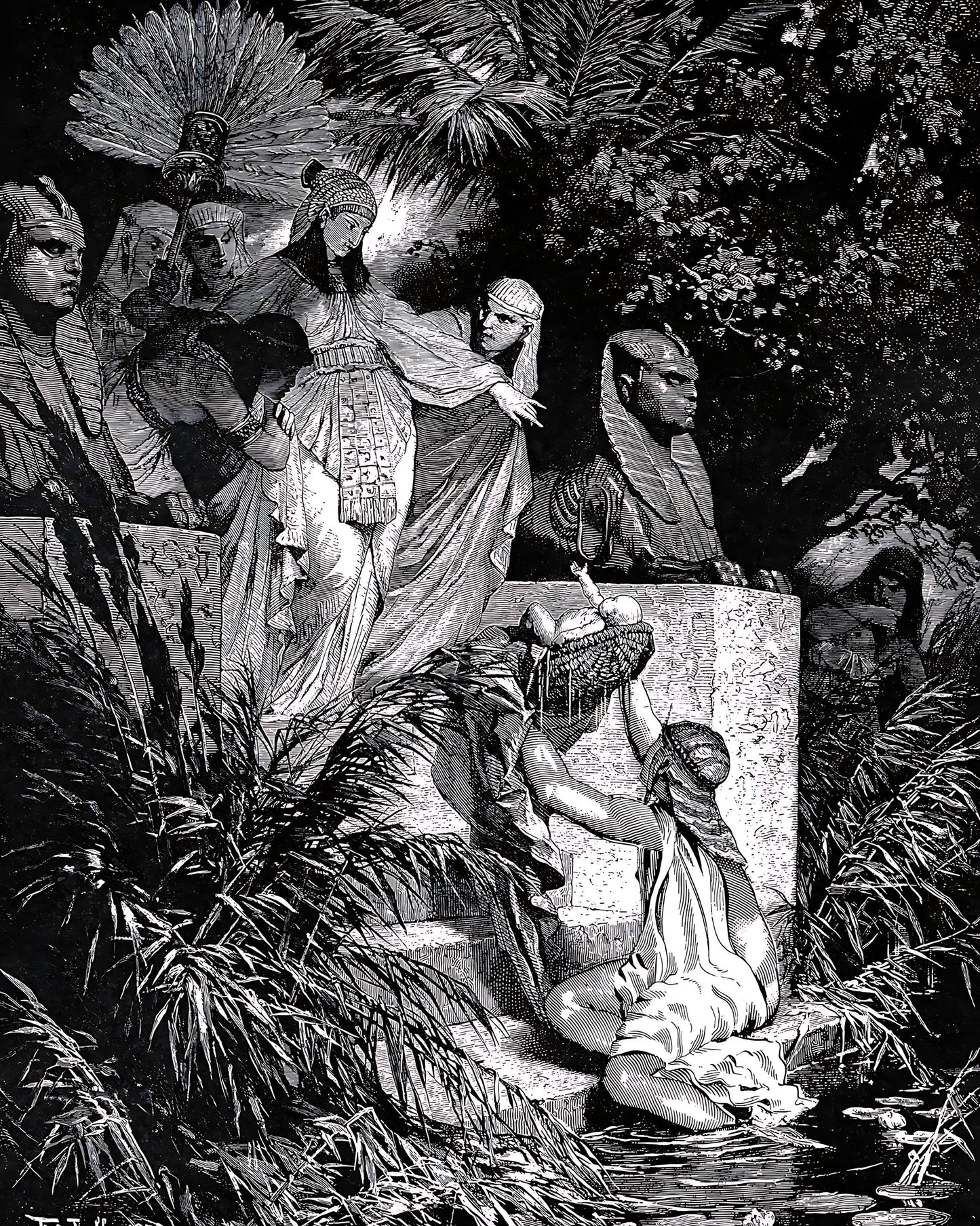 Pharaoh's Daughter Finding the Infant Moses 1897 8x10" Bible Art Print