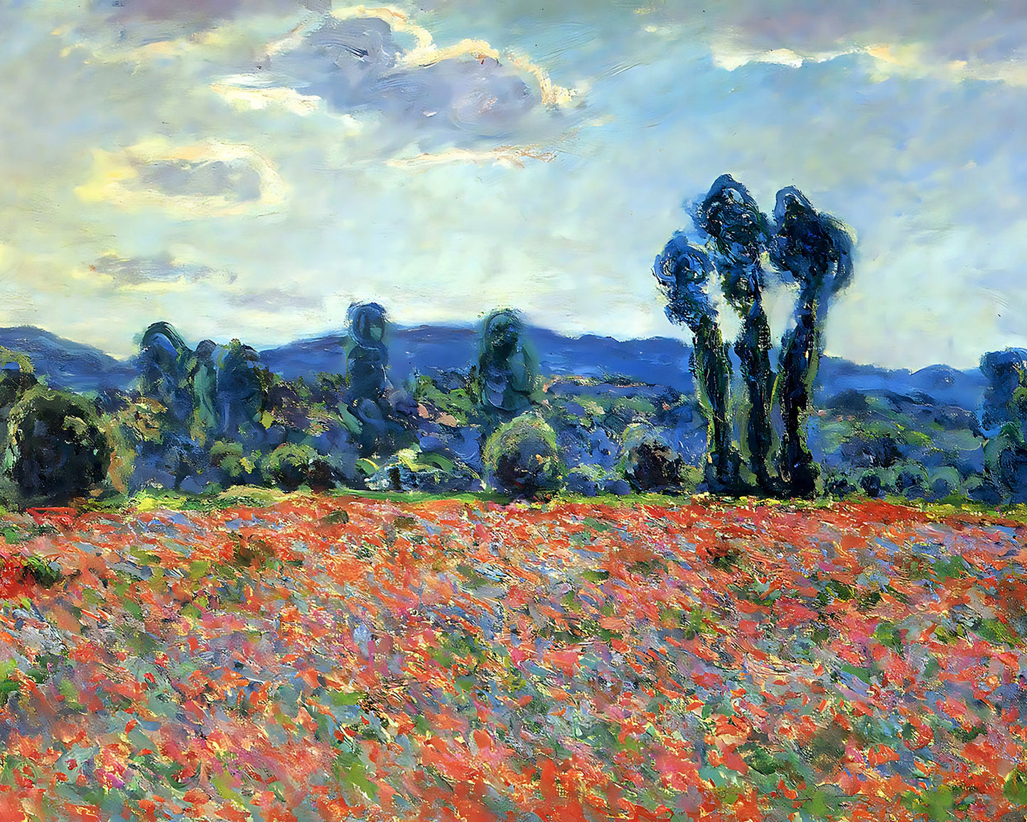 Poppy Field in Giverny Painting by Claude Monet 8x10" Art Print