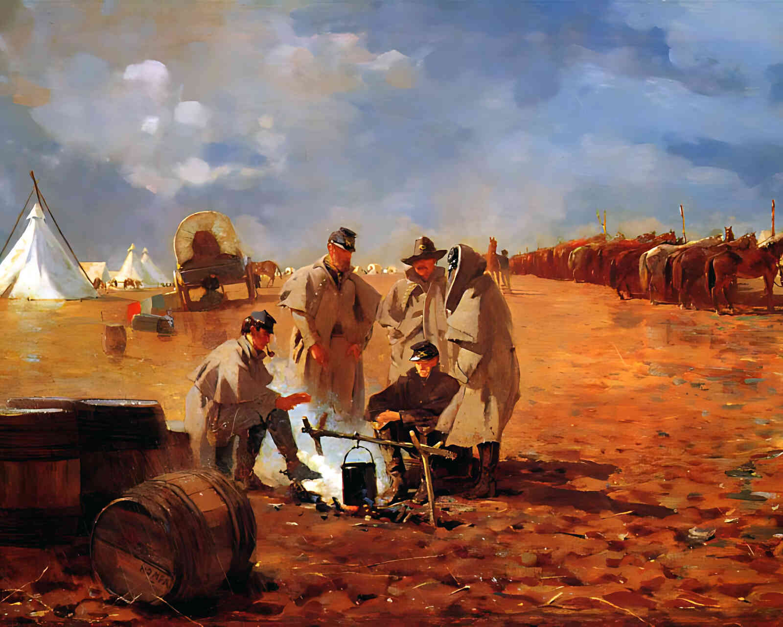 Rainy Day in Camp (Also Known As Camp Near Yorktown) 8x10" Print High Quality