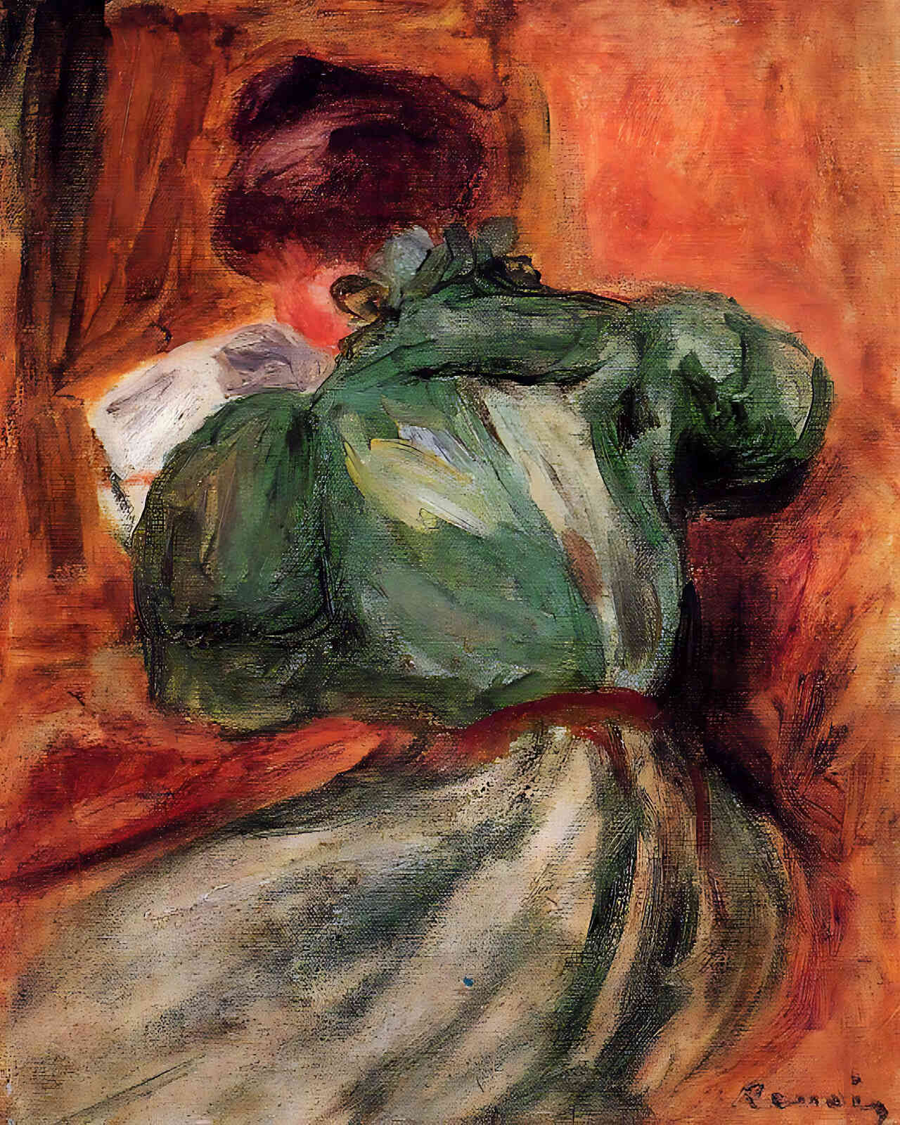 Reader in Green Painting by Pierre-Auguste Renoir 8x10" Art Print (High Quality)