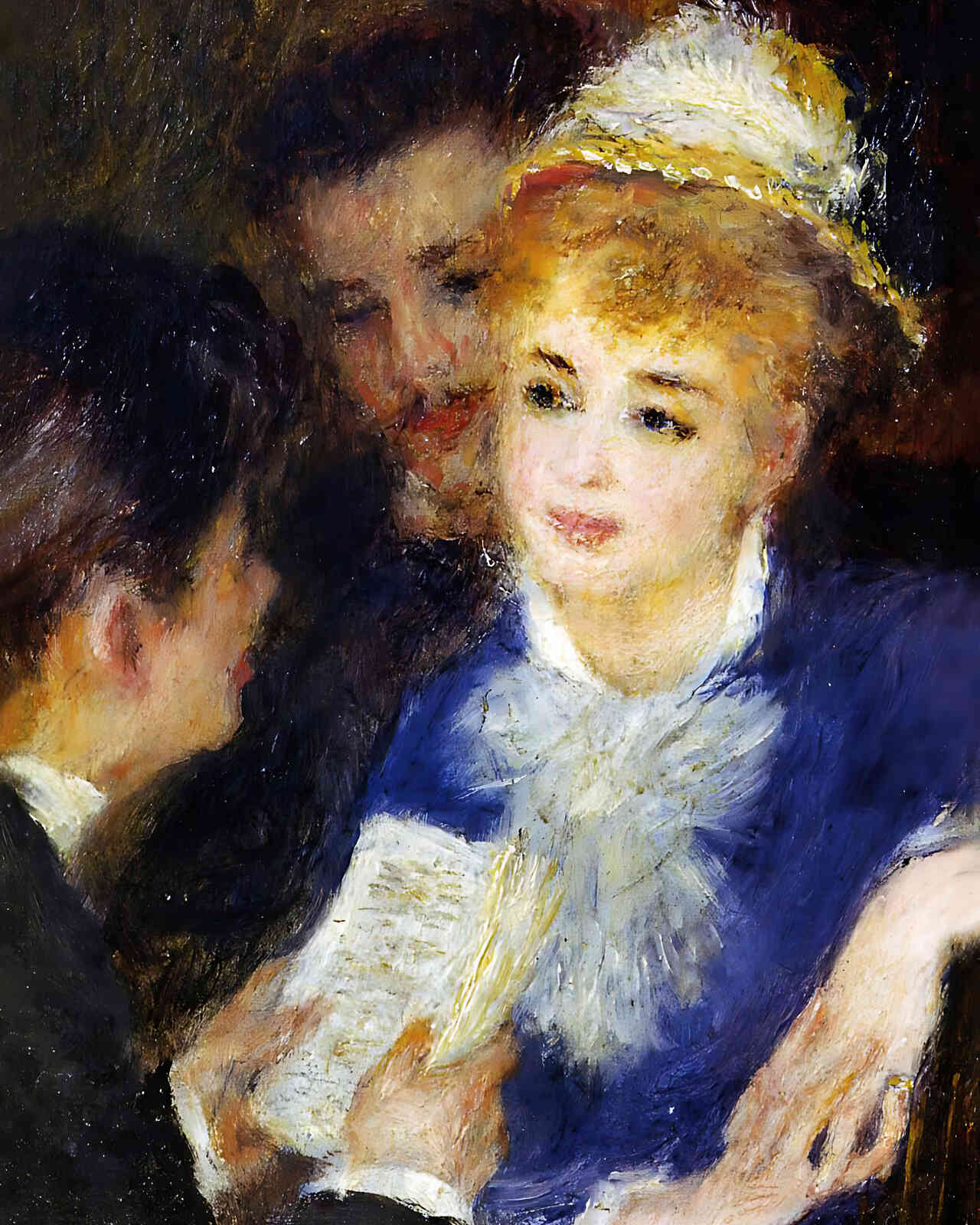Reading the Part Painting by Pierre-Auguste Renoir 8x10" Art Print - Restored