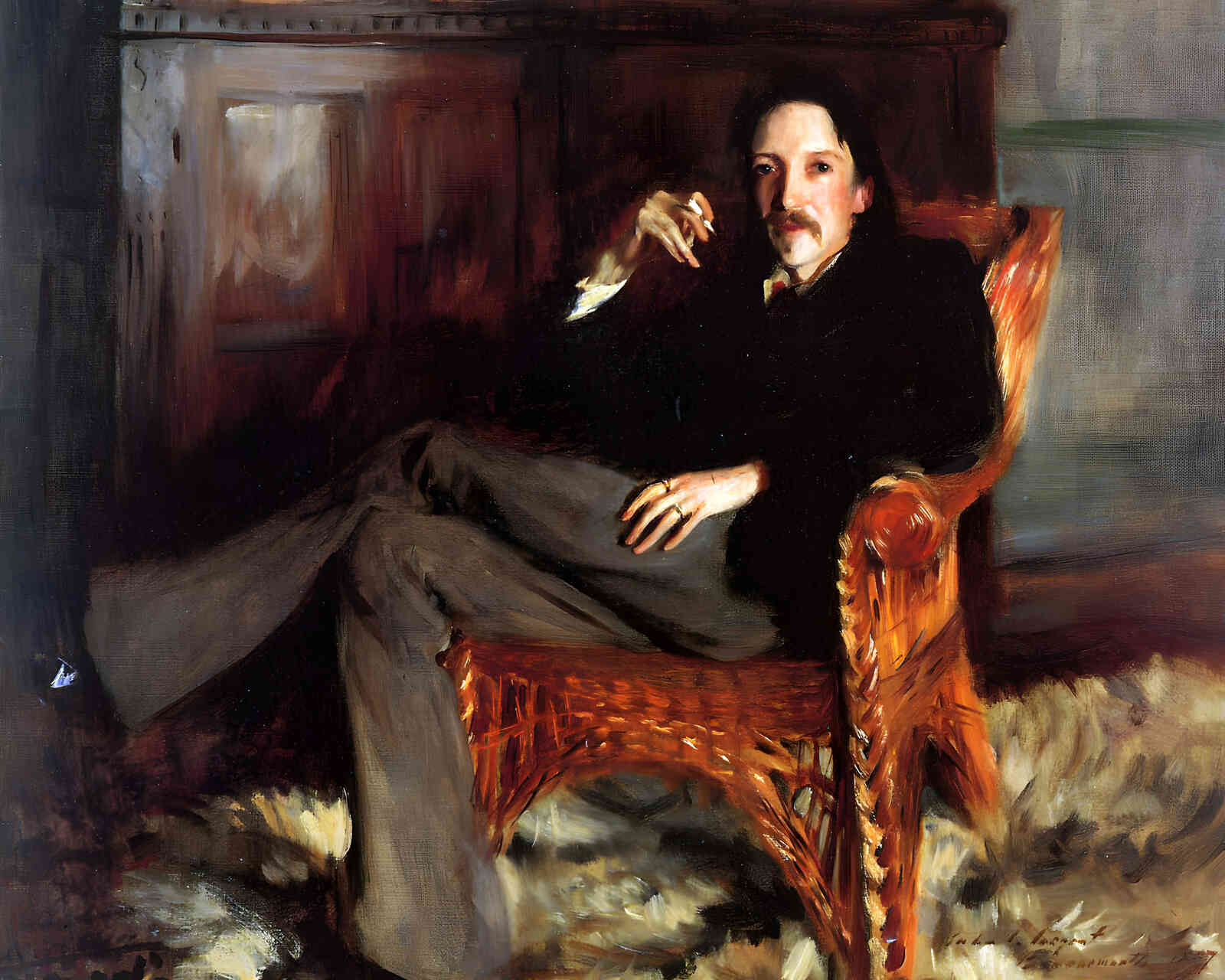 Robert Louis Stevenson 1887 Painting by John Singer Sargent 8x10" Art Print