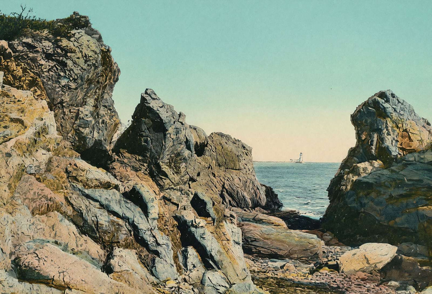 Rocky Shore at Delano Park Maine in 1908 Vintage Print (7 Sizes)