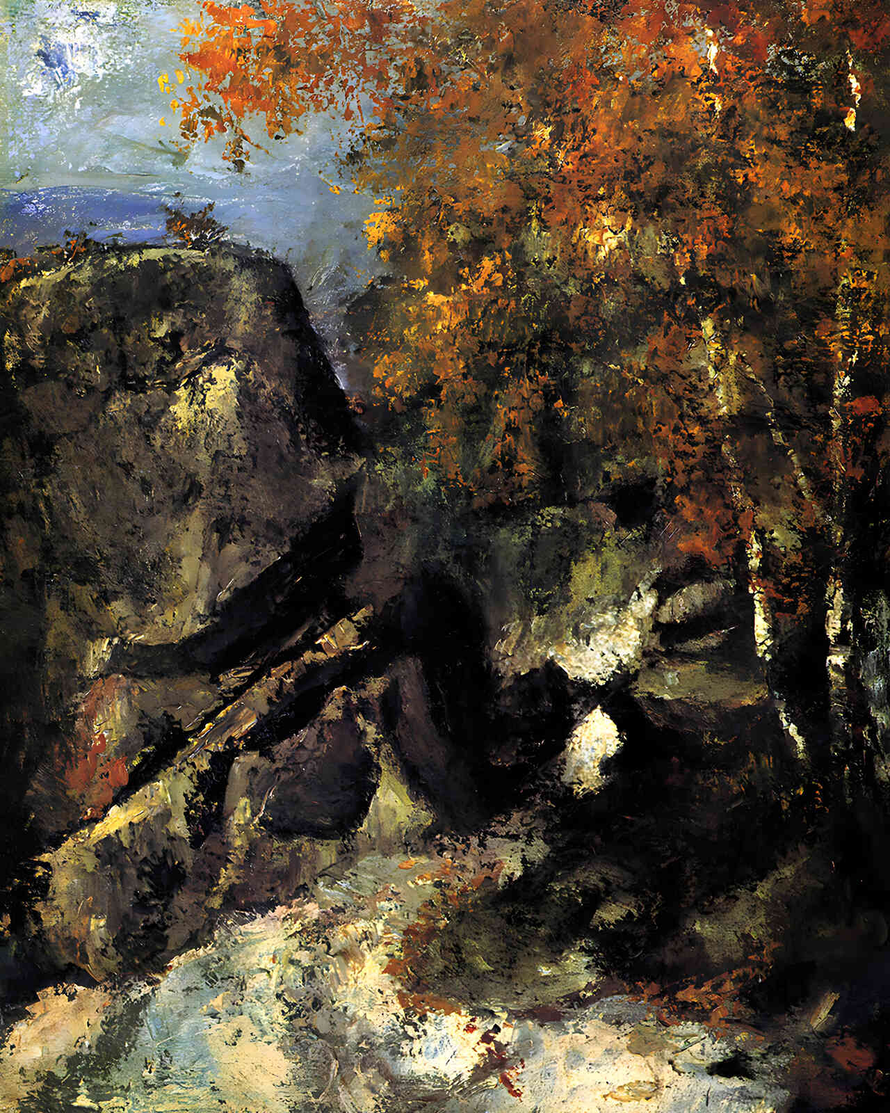 Rock in the Forest of Fontainbleau Painting by Paul Cezanne 8x10" Art Print